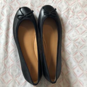 J. Crew Factory black leather ballet flats